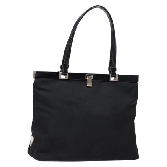 PRADA Hand Bag Nylon Black Silver - Picture 1 of 12
